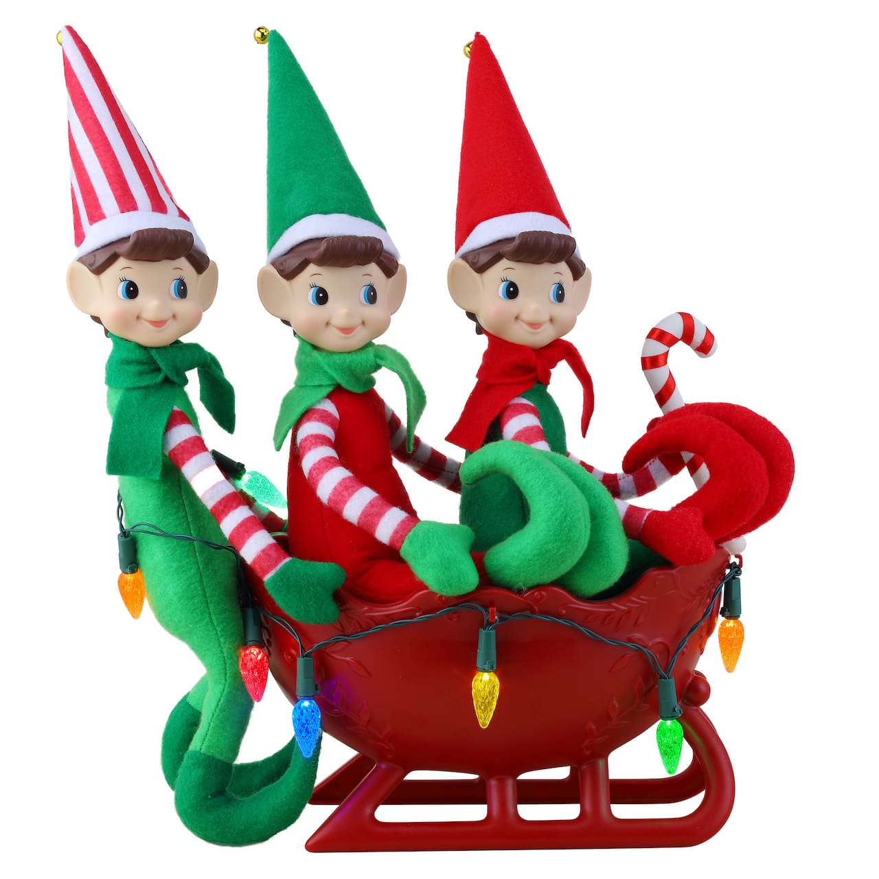 18" Santa's Elves Illuminated Sleigh Tabletop Accent